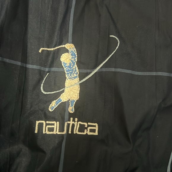 NAUTICA GOLF  men’s golf windbreaker Sz L folds into a pouch clips to bag! - Picture 3 of 5